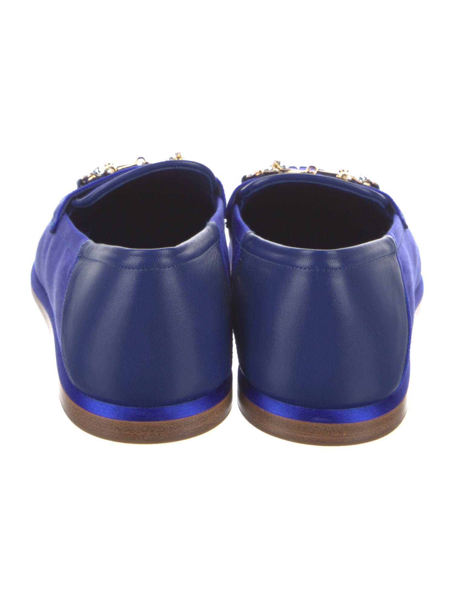 Gucci Leather Crystal Embellishments Loafers